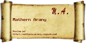 Mathern Arany névjegykártya